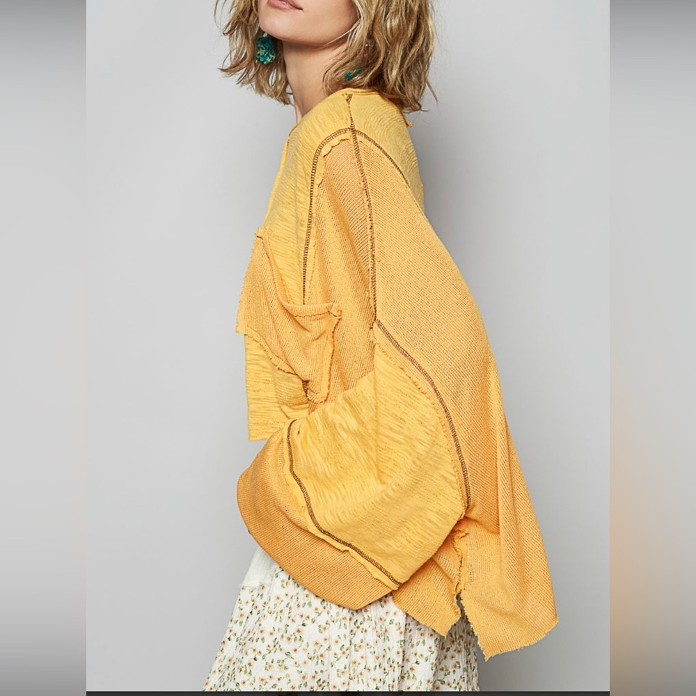 New Pol Oversized High Low Top In Mango Color - Picture 3 of 5